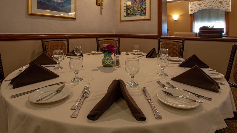 Dining room set for a group of eight